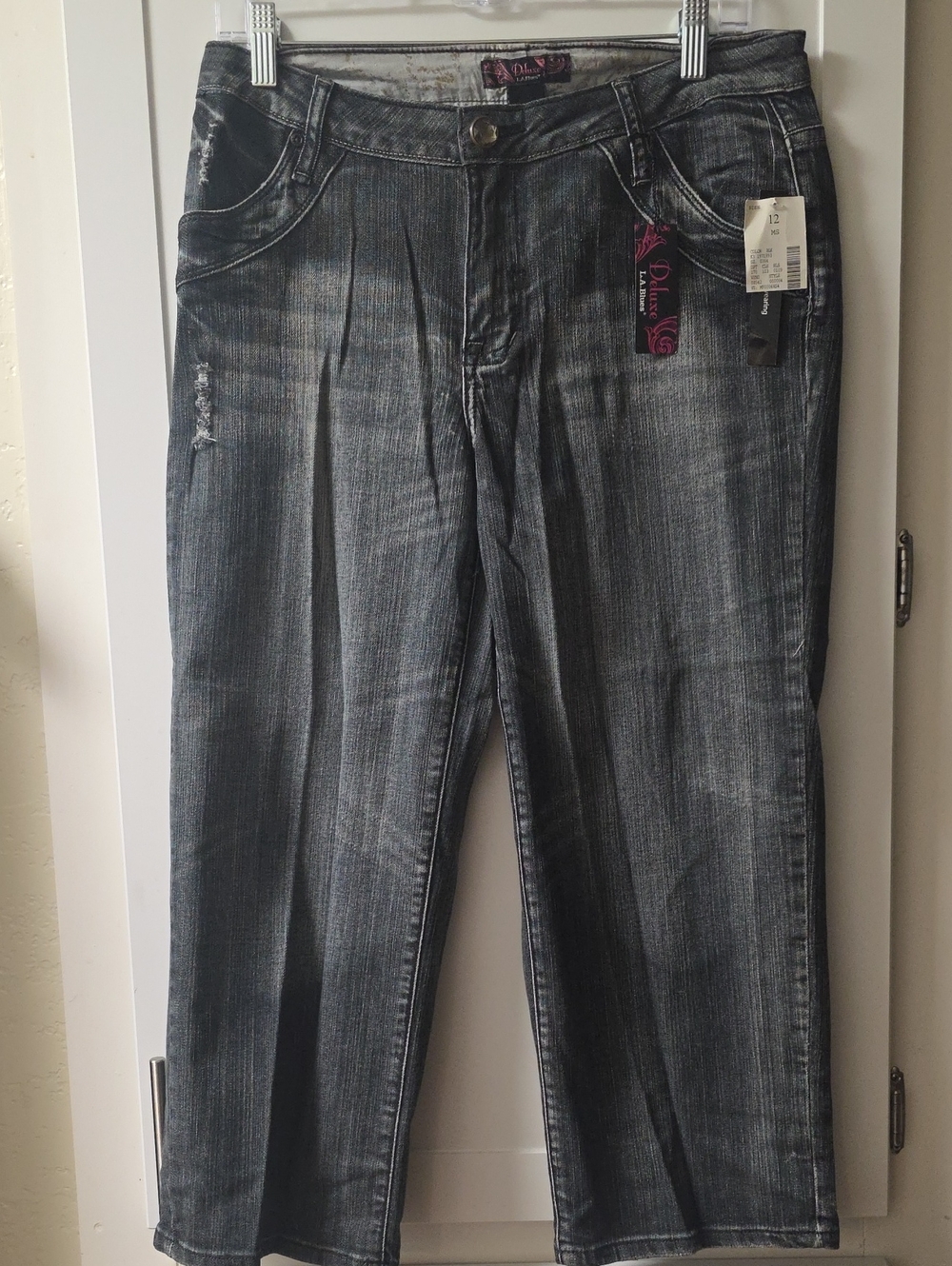 L.A. Blues Washed Black & Gray Cropped Jeans Size 12